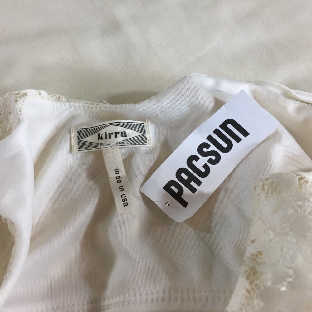 PacSun Cream Lace Flounce Crop Top (NEW) - Picture 5 of 8